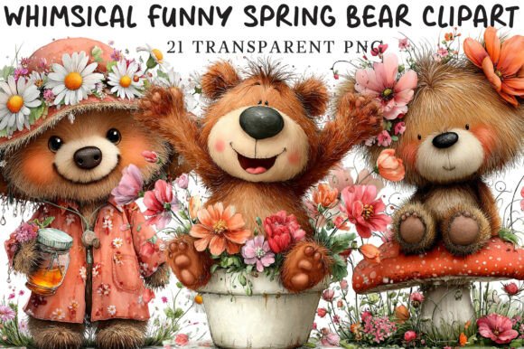 Download Whimsical Funny Spring Bear Clipart - Art Collection