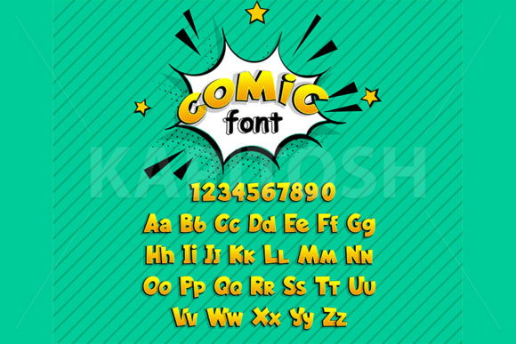 Download Lowercase Uppercase Yellow Comic Font - Uppercase Collection