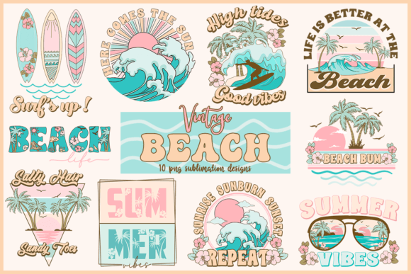 Download Vintage Beach Summer Sublimation Design - Beach Collection