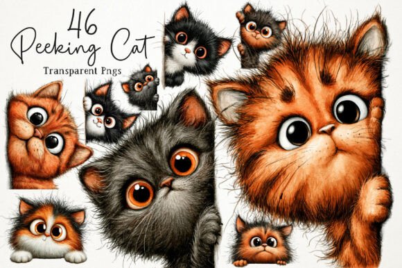 Download Whimsical Quirky Peeking Cat Clipart - Art Collection