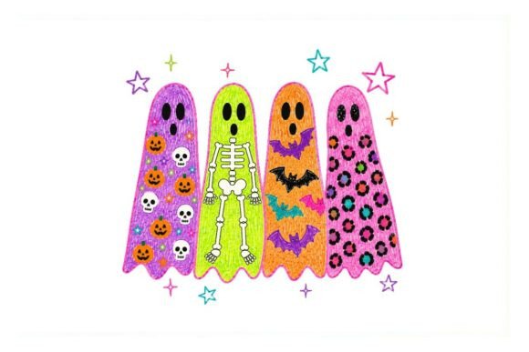 Download Colorful Halloween Ghosts Clipart Bundle - Art Collection