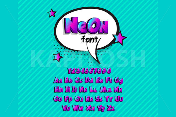 Download Neon Lowercase and Uppercase Comic Font - Uppercase Collection