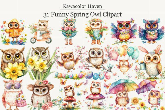 Download Funny Spring Owl Clipart - Art Collection