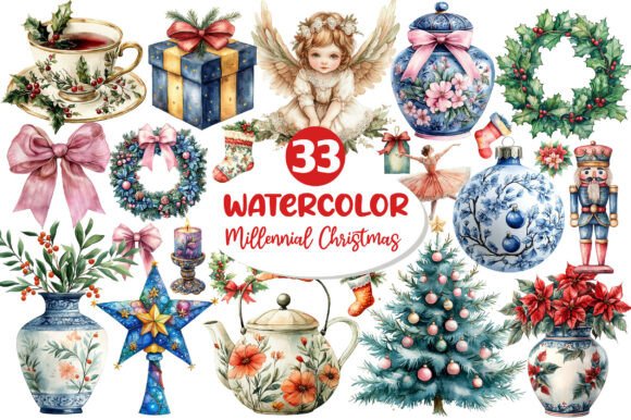 Download Grand Millennial Christmas Clipart - Art Collection