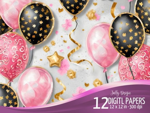 Download Black &amp; Pink Luxurious Party Balloons - Art Collection