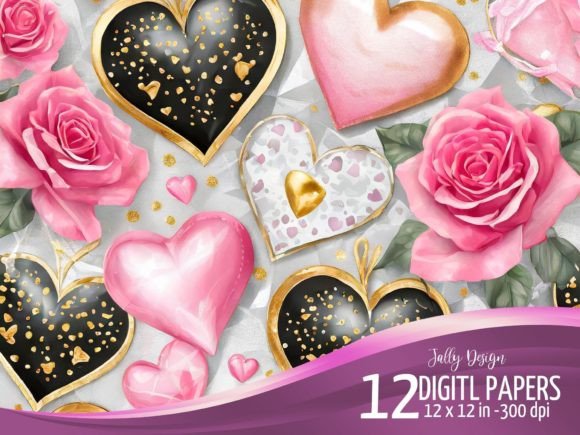 Download Black &amp; Pink Luxurious Valentine's Heart - Art Collection