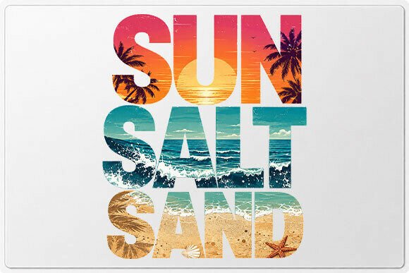 Download Sun Salt Sand Beach Typography PNG - Premium Resources