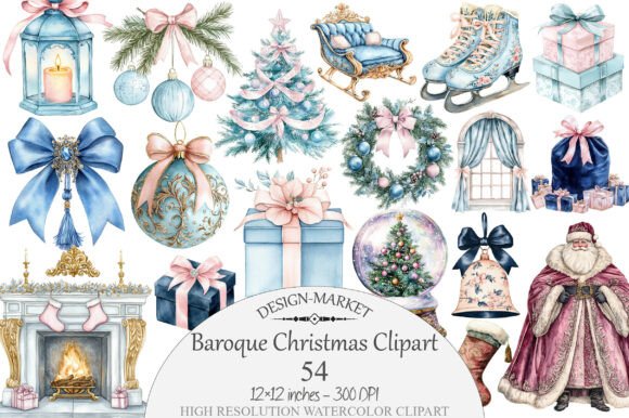 Download Watercolor Baroque Christmas Clipart - Art Collection