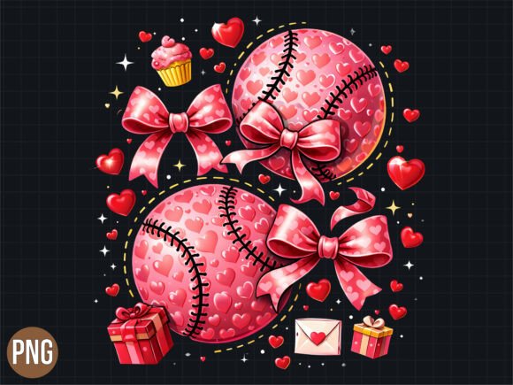Download Pink Glitzy Baseball Valentine Heart PNG - Art Collection