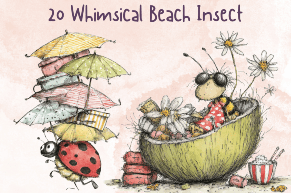 Download Whimsical Quirky Beach Insect Clipart - Beach Collection