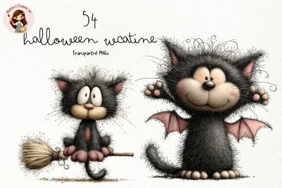 Download Quirky Halloween Cat PNG Clipart Bundle - Art Collection