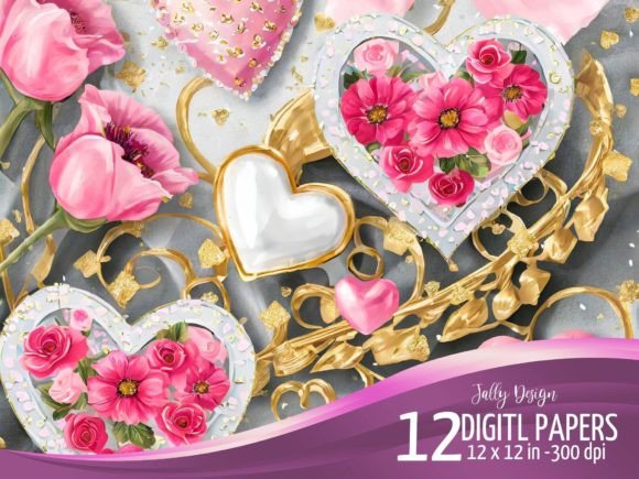 Download Shabby Chic Luxurious Valentine's Hearts - Art Collection