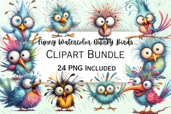 Download Funny Watercolor Quirky Birds Clipart - Art Collection