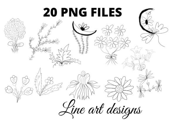 Download Line Art Floral Leaf 20 Png Sublimation - Art Collection