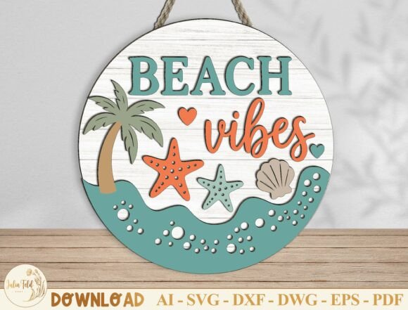 Download Beach Vibes Door Hanger SVG - Premium Bundle