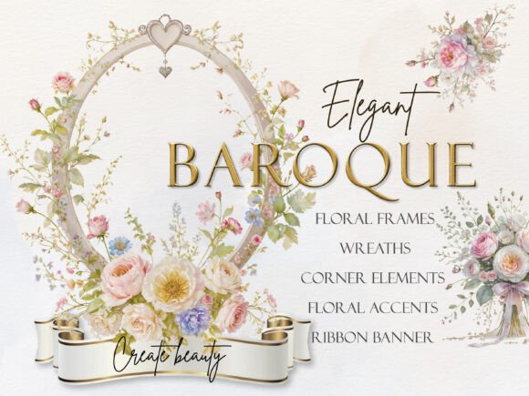 Download Elegant Baroque Floral Clipart - Art Collection