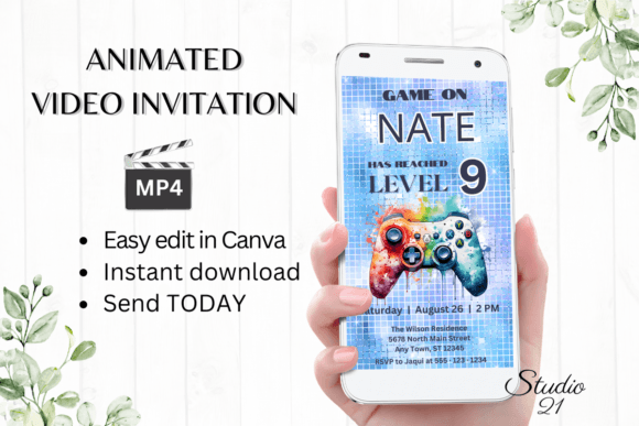 Download Smartphone Video Game Birthday Invite - Art Collection