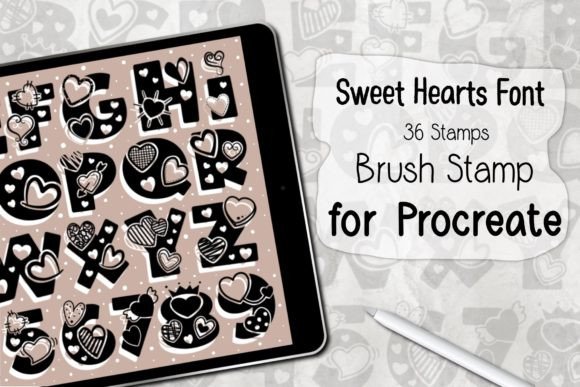 Download Sweet Hearts Font ‪Procreate Stamp - Art Collection