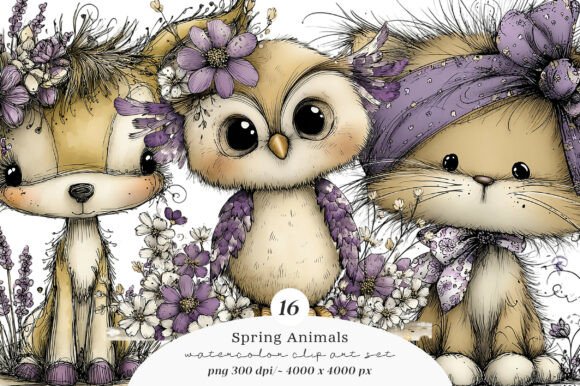 Download Funny Spring Animals Clipart Set - Art Collection