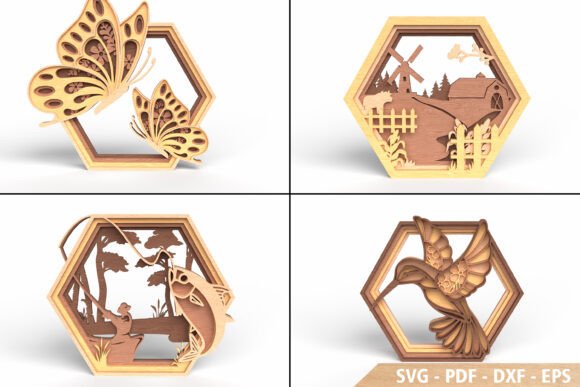 Download Hexagon Layered Wall Art Bundle - Art Collection