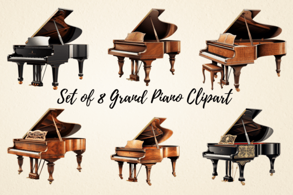 Download Grand Piano Clipart Bundle - Art Collection