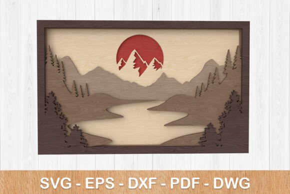 Download Mountain River Sunset Layered Wall Art - Art Collection